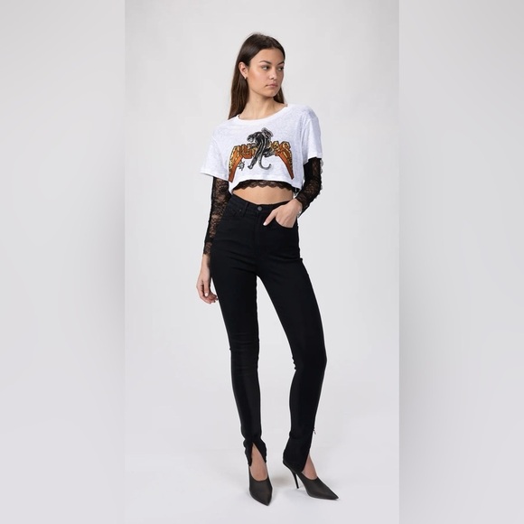 WeWoreWhat High Rise Skinny Leg Zip in Color Jet Size 25